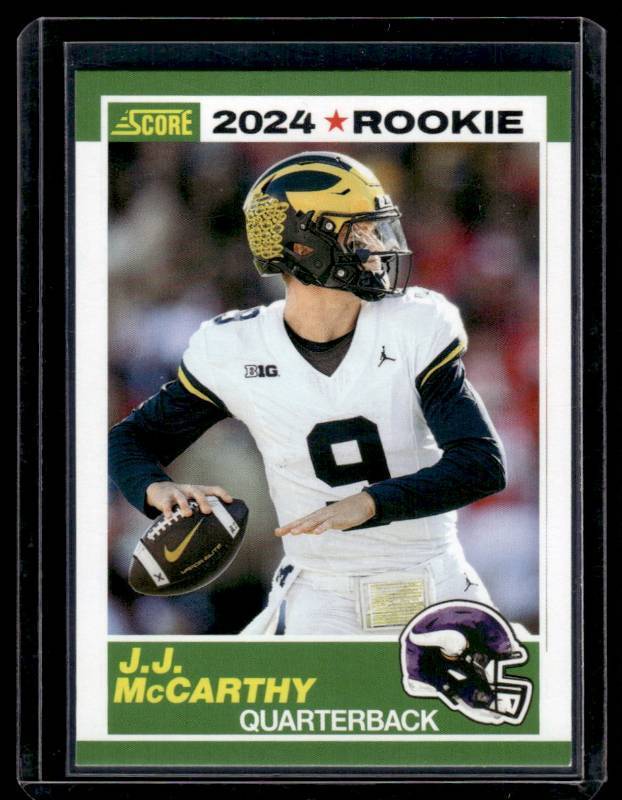 lot 185 image: J.J. McCarthy RC  2024 Panini Rookie #2 Minnesota Vikings Football Card