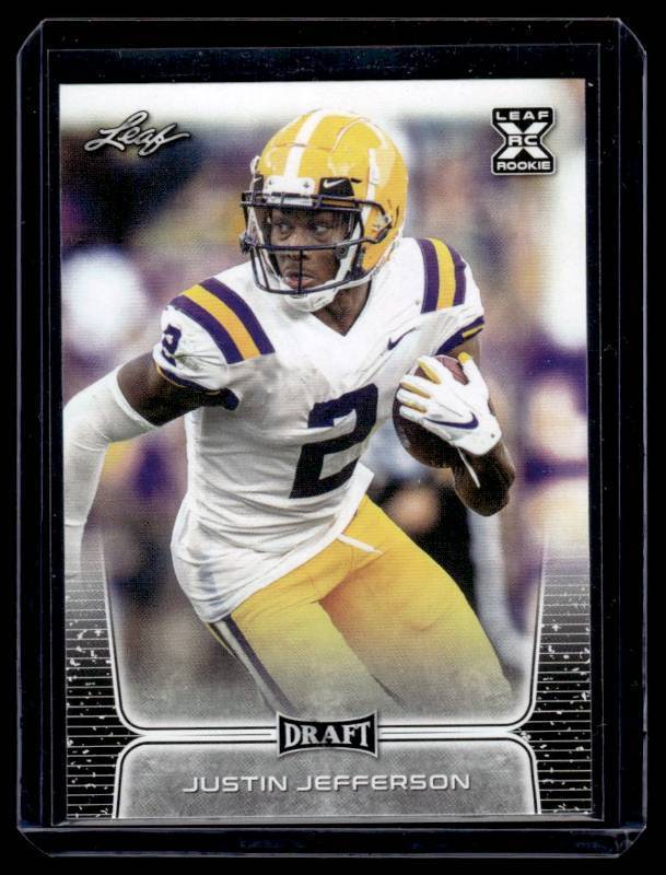 lot 186 image: Justin Jefferson RC  2020 Leaf Draft #40 LSU Tigers Football Card