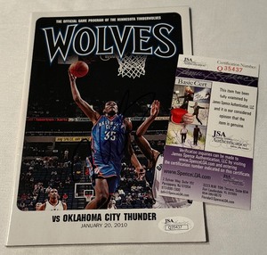 lot 11 image: Kevin Durant Signed 2010 Timberwolves Program With JSA COA