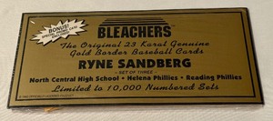 lot 66 image: Ryne Sandberg Original 23 Kt Gold Border Baseball Card Limited Edition 10,000