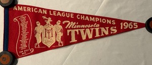 lot 12 image: 1965 Minnesota Twins American league Champions Vintage Pennant
