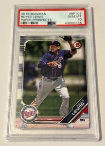 lot 19 image: Royce Lewis PSA 10 Gem Mint RC 2019 Bowman Paper Prospects #BP103 Rookie Minnesota Twins Baseball Card
