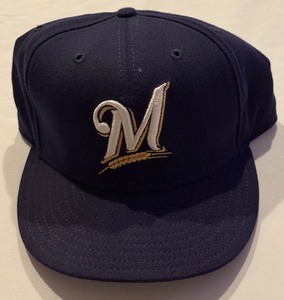 lot 112 image: Milwaukee Brewers MLB Authentic New Era Baseball Hat Possible Game Used Number 8