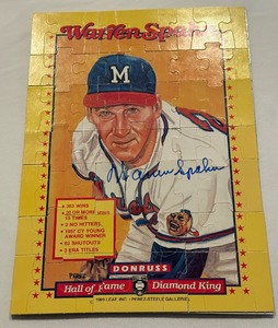 lot 26 image: Warren Spahn Signed Donruss Puzzle Baseball Cards
