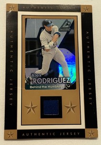 lot 123 image: Alex Rodriguez Authentic Jersey Patch Pinnacle Inside Behind The Numbers Standup Baseball Card