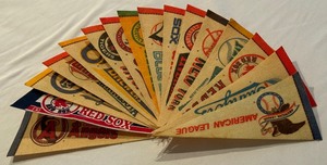 lot 29 image: Vintage Baseball Mini Pennant Set