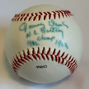 lot 32 image: Tommy Davis Signed Rawlings OLB Baseball Inscribed NL Batting Champ 1962 1963