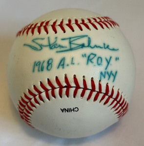 lot 33 image: Stan Bahnsen Signed Rawlings OLB Baseball Inscribed 1968 AL ROY NYY