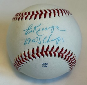 lot 39 image: Ed Kranenpool Signed Rawlings OLB Baseball Inscribed 69 WS Champs