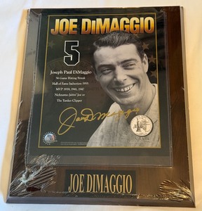 lot 136 image: Joe DiMaggio Baseball Plaque