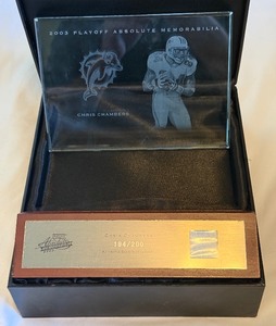 lot 141 image: Chris Chambers 200 Relic 2003 Absolute Playoff Memorabilia Football Plaque