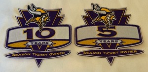 lot 143 image: Minnesota Vikings 5 and 10 Year Season Ticket Holder Patches