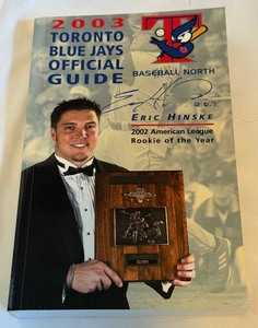 lot 148 image: Eric Hinske Signed 2003 Toronto Blue Jays Official Guide - Rookie of the Year