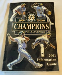 lot 149 image: Eric Chavez, Tim Hudson, Miguel Tejada Signed 2001 Oaklan As Information Guide