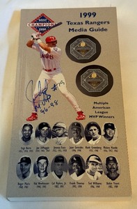 lot 49 image: Juan Gonzalez Signed 1999 Texas Rangers Media Guide
