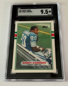 lot 4A image: Barry Sanders SGC 9.5 MT RC 1989 Topps Traded #83T Rookie Football Card