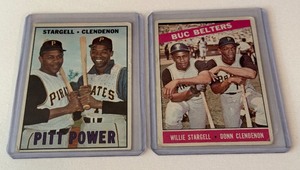 lot 34A image: Willie Stargell  Don Clendenon 2 Card Lot 1966 and 1967 Topps