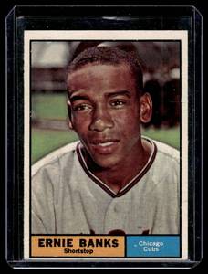 lot 7A image: Ernie Banks 1961 Topps #250 Vintage Baseball Card