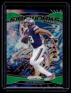 lot 17A image: Justin Jefferson Fireworks Insert 2024 Prizm #8 Minnesota Vikings Football Card