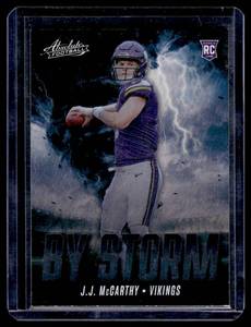 lot 54A image: J.J. McCarthy RC 2024 Panini Absolute By Storm #BS-JMY Minnesota Vikings Rookie Football Card