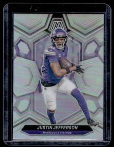 lot 58A image: Justin Jefferson 2024 Panini Mosaic Silver Holo #143 Minnesota Vikings Football Card