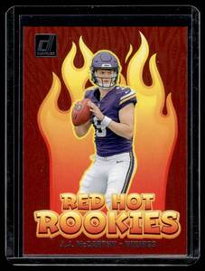 lot 30B image: JJ McCarthy RC 2024 Donruss Red Hot Rookies Insert #RHR-JJM Rookie Minnesota Vikinga Football Card