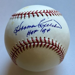 lot 12A image: Harmon Killebrew Signed and Inscribed HOF 84 Rawlings OMLB Selig Baseball Minnesota Twins