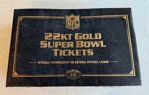 lot 205 image: Super Bowl 22kt Gold Commemorative Ticket Collection Binder - Football
