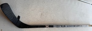 lot 222 image: Marc Bureau Team Issued  Used Sher-Wood Hockey Stick - Minnesota North Stars