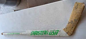 lot 223 image: Daniel Berthiaume Team Issued  Used Christian Goalie Hockey Stick - Minnesota North Stars