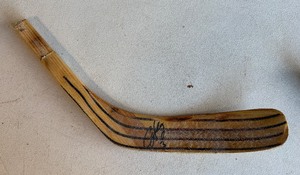 lot 231 image: Craig Ludwig Signed Team Issued Easton Hockey Stick Blade - Minnesota North Stars