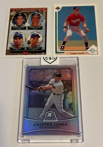 lot 91A image: Chipper Jones 2 RC and Numbered 999 Baseball Card Lot