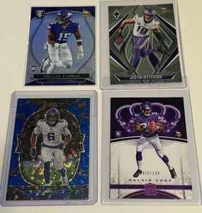 lot 93A image: Minnesota Vikings 4 Card Numbered, RC, and Justin Jefferson Football Lot