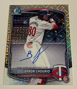 lot 94A image: Byron Chourio Auto Mojo Bowman Chrome #BMA-BC Minnesota Twins Baseball Card