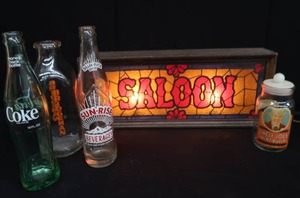 lot 31 image: LIGHT UP SIGN  VINTAGE BOTTLES
