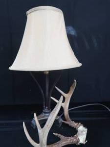 lot 11 image: METAL LAMP  ANTLERS