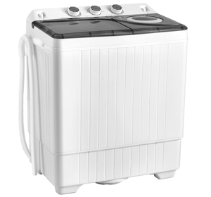 lot 7 image: COSTWAY Portable Washing Machine, Twin Tub 26lbs Capacity Laundry, 18lbs Washer and 8lbs Spinner Combo with Timer Knobs, Built-in Drain Pump, Compact Washer for Home Dorm Apartment (GreyWhite)