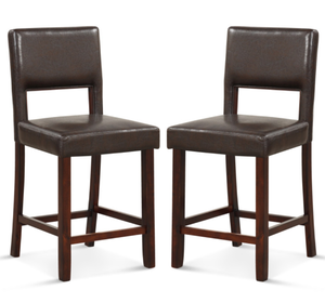 lot 11 image: Costway 2 Piece Bar Chair Set with Hollowed Back and Rubber Wood Legs