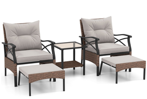 lot 12 image: Costway 2 Seater Brown Patio Furniture Set with Cushions