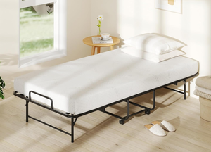 lot 17 image: Giantex Twin Folding Bed Frame with Mattress, 75 x 38 Portable Rollaway Guest Bed with Memory Foam Mattress & Metal Frame, Space Saving Roll Away Beds with Mattresses for Adults Guest Apartment