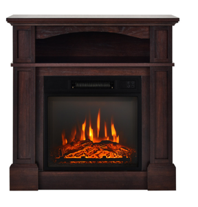 lot 19 image: Costway 18 Inch 1400W Electric TV Stand Fireplace with Shelf Product dimensions of mantel 13 x 32 x 31 (Minor Transit Damage)