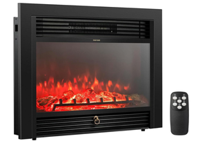 lot 24 image: COSTWAY Electric Fireplace Inserts 28.5-inch Wide, 750W1500W Wall Recessed and Freestanding Fireplace with 3 Flame Colors, 5 Brightness Settings, 8H Timer, Remote Control, Heater for Indoor Use
