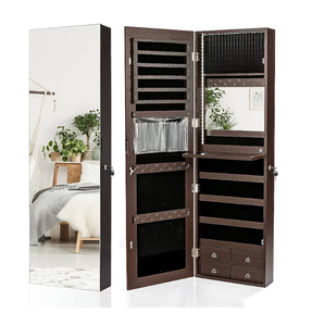 lot 36 image: Slickblue 47-Inch Lockable Full-Length Mirror Jewelry Cabinet - Wall Mounted Jewelry Armoire for Bedroom or Closet (Minor Transit Damage)