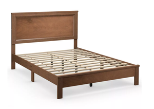 lot 41 image: Costway Full Size Bed Frame Platform Slat High Headboard Bedroom Rubber Wood Leg (Missing Hardware)
