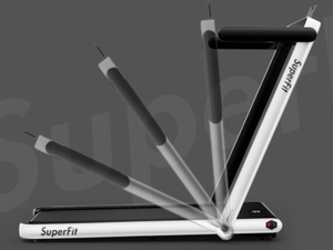 lot 42 image: Costway 2.25HP 2 in 1 Folding Treadmill with APP Speaker Remote Control White (Maybe Missing Hardware)