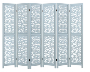lot 47 image: Costway 6 Panel Wooden Room Divider with Carved Cutout Pattern and Solid Wood Frame