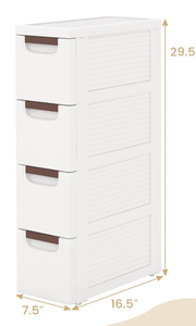 lot 50 image: LOKO 4-Drawer Narrow Storage Cabinet, Slim Rolling Cart, Mobile Plastic Cart Container with Pull Handles, Built-in Wheels, for Living Room, Kitchen, Bathroom, Office (7.5x16.5x29.5 (4 Drawer))