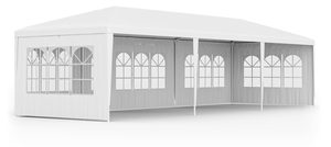 lot 91 image: Tangkula Heavy Duty Party Tent - 10x30 Ft White Event Tent with 6 Sidewalls & 2 Zippered Doors, Ideal for Outdoor Weddings, Parties & Backyard Events