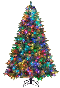 lot 92 image: Goplus 7 FT Smart Pre-Lit Artificial Christmas Tree with Remote Control, 500 APP-Controlled Multicolored RGB Lights, 1436 PE & PVC Branch Tips, Twinkling Modes, Hinged Xmas Tree for Home Office