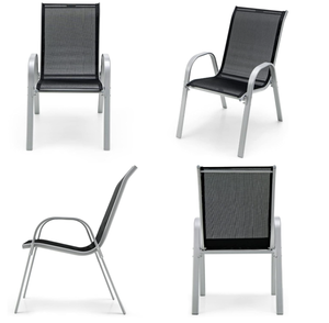 lot 100 image: Giantex Set of 4 Patio Chairs, Stackable Outdoor Dining Chairs, 330 LBS Capacity, All Weather Resistant, Heavy Duty Rustproof Metal Armchairs, Lawn Chairs for Front Porch Yard Pool Garden